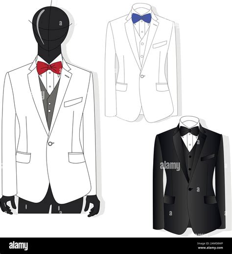 Mens Jacket Ceremonial Mens Suit Tuxedo Vector Illustration