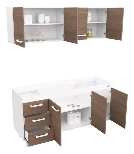 Combo Mueble Cocina 1 60 Mt Alacena Bajo Mesada Sin Bacha Cuotas