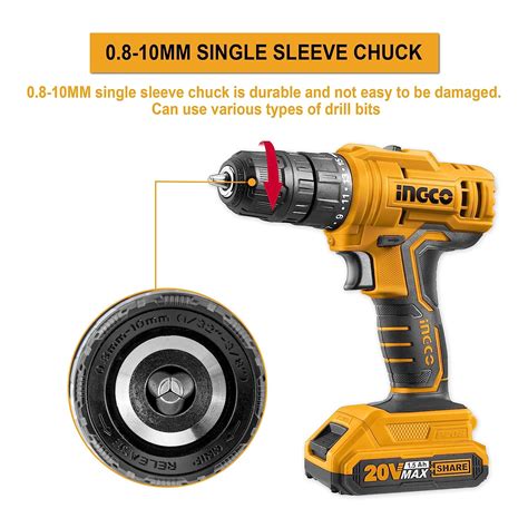 INGCO CDLI20012 20V Cordless Drill Powerful And Efficient Drilling