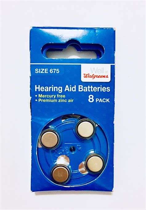 Amazon Walgreens Hearing Aid Batteries Zero Mercury 675 8 Ea