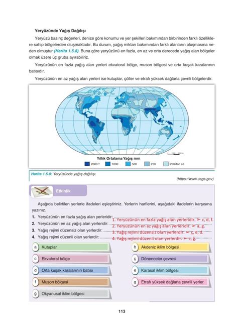 9 Sınıf Coğrafya Gün Yayınları Sayfa 113 Cevapları