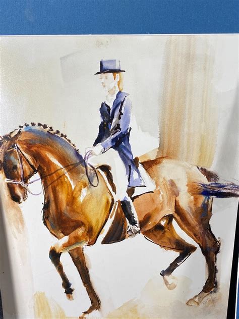 Pair Of Horse And Rider Watercolor Paintings