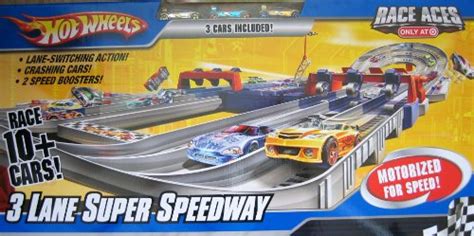 Hot Wheels Motorized 3 Lane Super Speedway Race Set W 3 Vehicles Target Exclusive