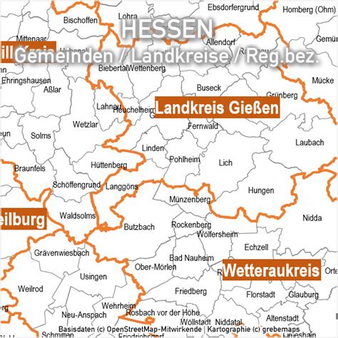 Powerpoint Karte Hessen Landkreise Gemeinden Regierungsbezirke