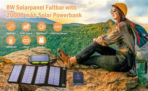 8W Panneau Solaire Pliable Avec Batterie Externe Solaire 20000 MAh