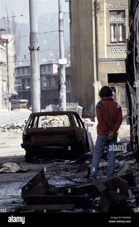 15th March 1993 During The Siege Of Sarajevo A Young Man Stands