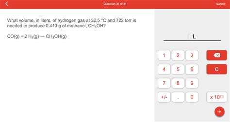 Solved What Volume In Liters Of Hydrogen Gas At 32 5C And Chegg