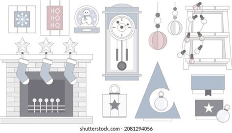 Set Cute Hygge Elements Home Decorations Stock Vector Royalty Free