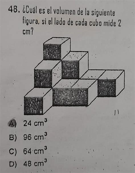 Cu L Es El Volumen De La Siguiente Figura Si El Lado De Cada Cubo Mide