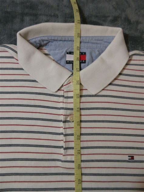 Nice Soft Tommy Hilfiger Red Blue White Stripe Polo Shirt Short Sleeve