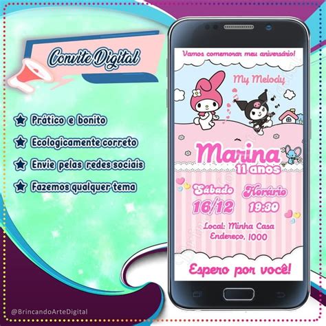 Convite Digital My Melody Kuromi Elo Produtos Especiais