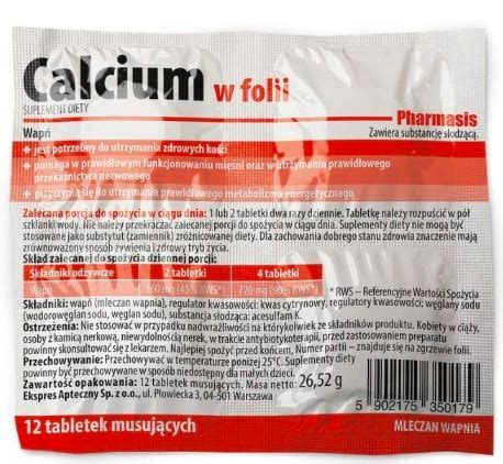 CALCIUM w folii WAPŃ Pharmasis 12 tabletek musujących 14365537501