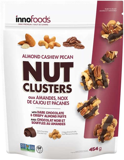 Innofoods Gluten Free Almond Cashew Pecan Nut Clusters With Dark