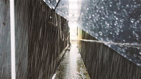 K Walking In Heavy Rain Streets Alleyway Binaural Rain Sounds