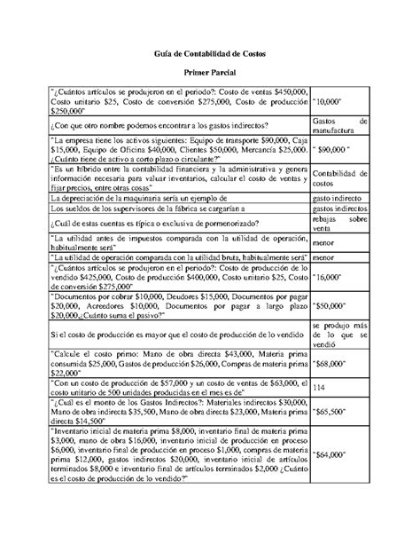 Gu A Semestral Contabilidad De Costos Gu A De Contabilidad De