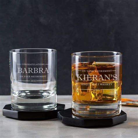 Personalised Whiskey Glass Retirement Gifts For Men Personalised