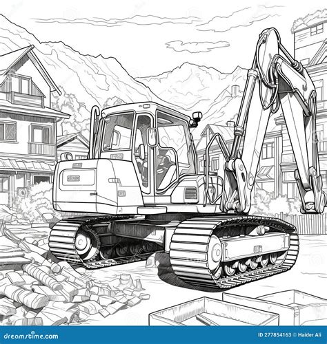 Construction Coloring Pages Excavators And Front Loaders Generative