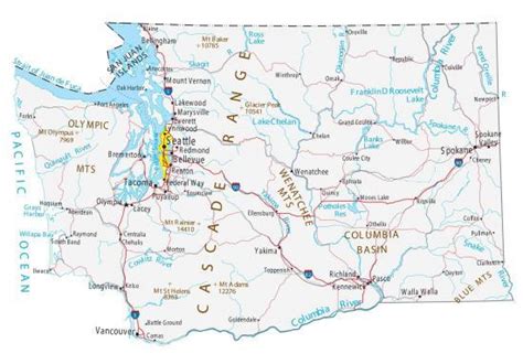 Washington Lakes And Rivers Map Gis Geography