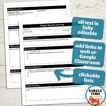 Editable Pbl Lesson Plan Template In Google Docs Project Based Learning