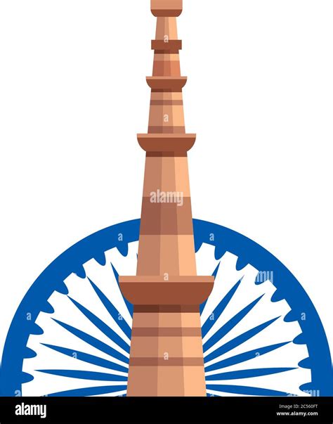 The Qutub Minar Famous Monument Of India With Blue Ashoka Wheel Stock Vector Image And Art Alamy