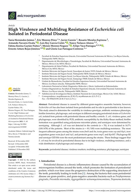 Pdf High Virulence And Multidrug Resistance Of Escherichia Coli