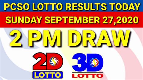 2PM PCSO LOTTO RESULTS TODAY SEPTEMBER 27 2020 SUNDAY YouTube