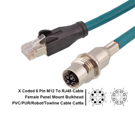 Male Female M12 X Coded Connector 8 Pin Ethernet Cable To RJ45 Adapter