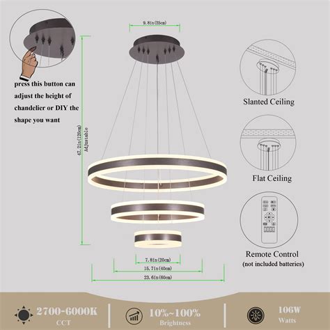 Snapklik Puvaue Modern Dimmable Ring Led Chandelier Adjustable