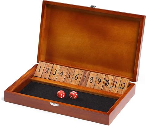 Crobyi Shut The Box Dice Game With 12 Numbers And Lid Wooden Classic