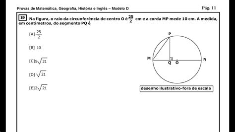 Espcex Na Figura O Raio Da Circunfer Ncia De Centro O Cm
