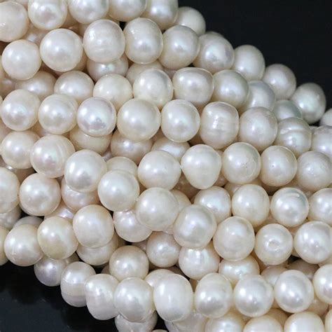 Elegant Mm Natural Freshwater White Pearl Round Beads Weddings