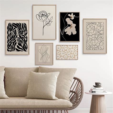 Neutrale Bloemen Picture Wall Art Canvas Nordic Abstracte