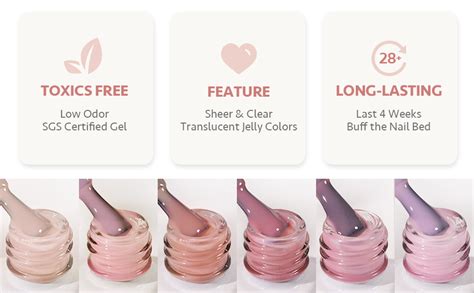 Amazon GAOY Jelly Nude Pink Gel Nail Polish Set Transparent Sheer Colors Soak Off UV