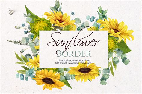 Sunflower Border Clipart Gráfico por Elena Dorosh Art · Creative Fabrica