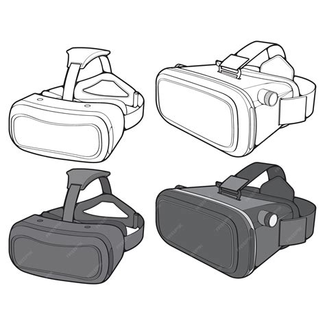 Premium Vector Set Off Virtual Reality Headset Coloring Drawing Vector Virtual Reality Headset