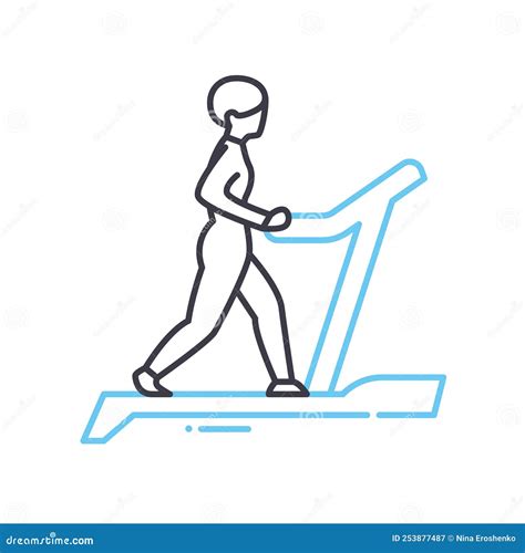 Tredmill Line Icon, Outline Symbol, Vector Illustration, Concept Sign
