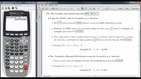 Calculating Binomial Probabilities With The Ti Youtube