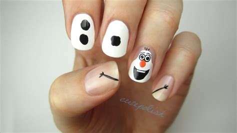 Disney Frozen Nail Art Olaf Youtube