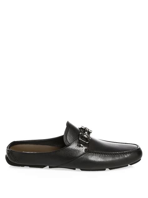 Ferragamo Duca Leather Backless Loafers in Black for Men - Lyst