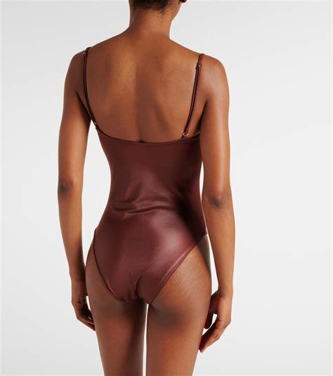 Retro Bustier Swimsuit In Brown Magda Butrym Mytheresa