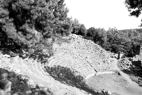 In Phaselis Temple Turkey Asia Old Ruined Column And Destroyed Stone