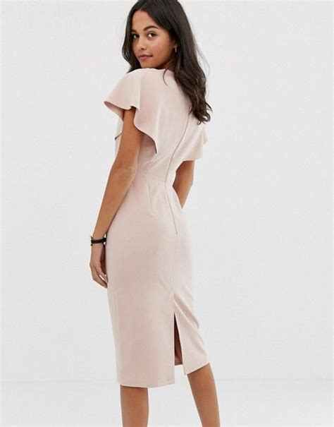 Asos Design Angel Sleeve Midi Pencil Dress Asos Ladylike Dress