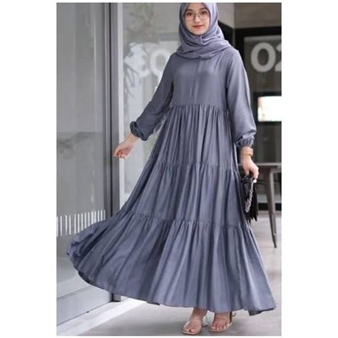 Jual Gamis Rempel Susun Cringkle Airflow Ibu Muda Elegant Size M L Xl