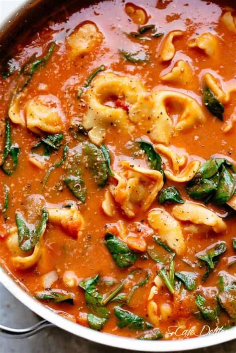 Creamy Tomato Tortellini Soup With Spinach Cafe Delites