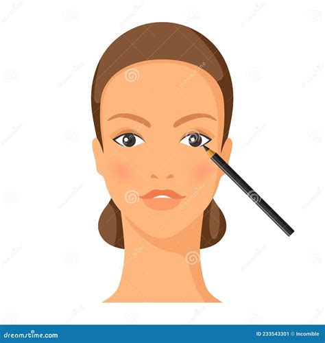 Process of Drawing Eyeliner To Eye. Illustration of Beautiful Woman ...