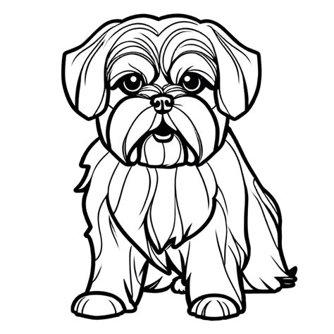 Cute Shih Tzu Face Coloring Page Lulu Pages