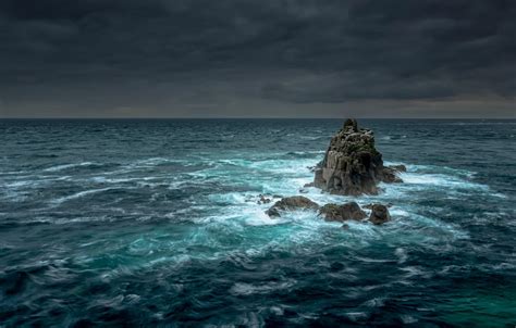 Wallpaper rock, storm, sea, tide images for desktop, section пейзажи ...