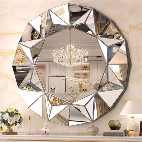 Hasipu Wall Mirrors Decorative, 32'' Mirror Wall Decor, Beveled Edge