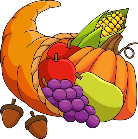 Download Thanksgiving Cornucopia Cartoon Colored Clipart For Free