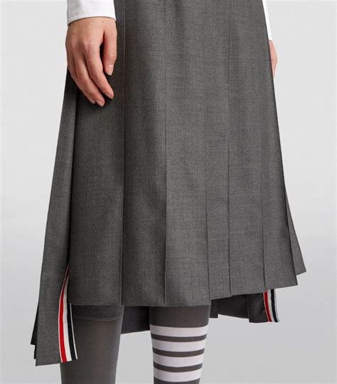 Womens Thom Browne Grey Pleated Midi Skirt Harrods Uk